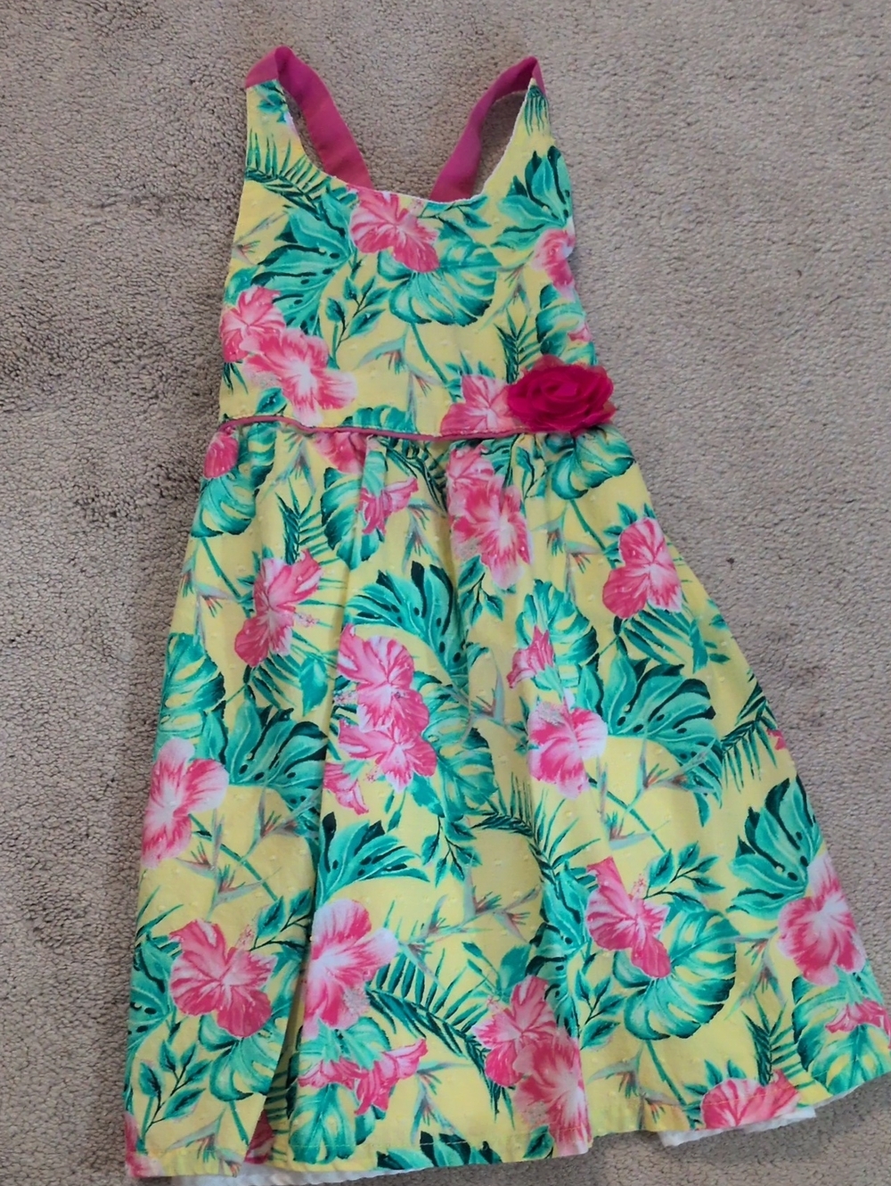 Penelope Mack- Tropical Floral Dress w/Pink Accents (Size 6)